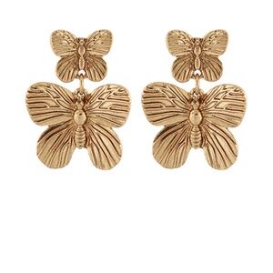 Textured Butterfly Duo Drop Earrings